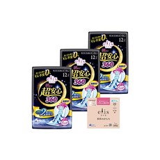 .co.jp 엘리스 아침까지 초안심 360 날개형 36cm 특히 많은 날의 밤용 36매 12매×3팩 묶음구매+증정, 12개입