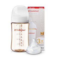 더블하트 모유실감 3세대 PPSU 제뉴인화이트 젖병, 1개, 240ml, 제뉴인화이트(M 젖꼭지)