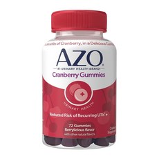 AZO 크랜베리 요로 구미 식이 보충제 2개 = 주스 1잔 세정 및 보호 천연 베리맛 비 변형식품(Non-GMO) 72개, 1개