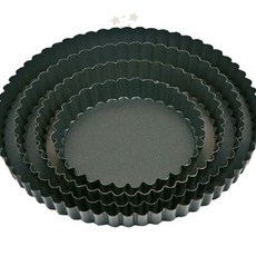 물결 테두리 분리형 바닥 논스틱 코팅 타르트 파이 구움 제과 제빵 원형 성형 틀, 1개