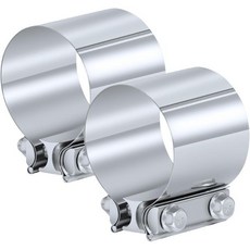 2.5인치 배기 클램프 랩 조인트 밴드 스테인리스 스틸 커플러 머플러 2개, 2.5 inch