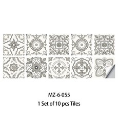 10片裝歐式風格磨砂啞膜瓷磚貼廚房浴室裝飾牆貼, 1件, MZ-6-055:10cmX10cmX10pcs