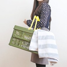 일본식 폴딩 바스켓 트렁크 정리함 kim+6028Xl, 라임