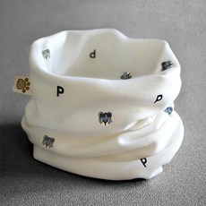 목도리 겨울 방한 머플러 남아 여아 순면 보온 귀보호 넥워머, 화이트-베어