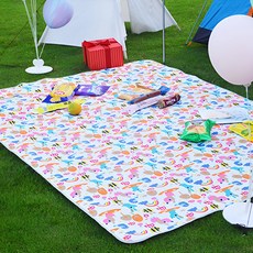 로미즈 방수 피크닉 돗자리 휴대용 감성 대형 매트, 08.화이트 동물의왕국