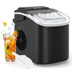 PALINTH 소형 제빙기 R600a 1.2L 자가세척 휴대용 아이스메이커, 검은색