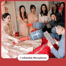 신랑 픽업 행사용 대형 풍선 마이크 웨딩 소품 게임 도구 재미있는 처벌용 망치, 1개, 2. 팽창식 마이크 1개 - 펌프와 함께 제공