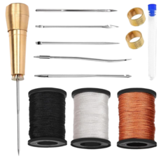 에코룸 가죽 공예 키트 실 바늘 DIY 텐트 신발 수리 도구, 1개, 검정+흰색+갈색