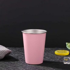《小日子家居館》304不鏽鋼直飲杯 可疊放戶外露營啤酒杯 單層捲邊車載不鏽鋼, 粉紅色,350, 1個
