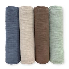 SwaddleDesigns 면 모슬린 포대기 담요 4개 세트 남아 및 여아용 속싸개 담요 최고의 샤워 선물 116.8 x 116.8cm(46 x 46인치) 핑크 플로럴, Coastal