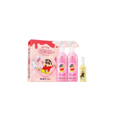 온더바디 발을씻자 코튼 풋샴푸 피치 385ml x2 (+데오미스트) 짱구에디션, 2개, 1개입