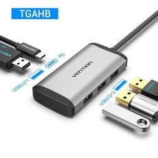 Vention USB C 허브-멀티 USB 3.0 HDMI 어댑터 독 맥북 프로용 액세서리 USB-C C 타입 3.1 분배기 3 포트 USB C 허브, Gray TGA 5 in 1, 1개