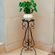 높은 화분 받침대 높은화분받침대 철제 정리대 거실화분정리대, 75cm-검정색 28cm, 1단