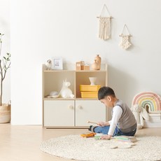 사사가구 데이스타 모듈 2단 800 수납책장 2도어, 그린
