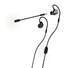 미국출고 평점4.5+ 156693 SteelSeries Tusq PC/PS/스위치/스마트폰용 탈착식 마이크 노이즈 캔슬링 기능이 있는 게이밍 이어폰 이어훅 블랙 귀 크기에