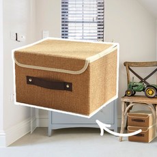 접이식 리빙박스 옷 정리함 잡화 소품 다용도 공간박스 수납 틈새 패브릭 멀티 수납장/옷보관, 브라운 소, 1개