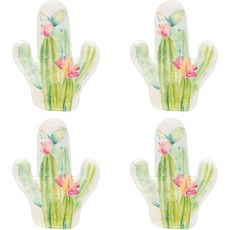 UPware 8인치 선인장 모양 접시 4개 세트 멜라민 샐러드 에피타이저와 디저트 접시선인장 정원