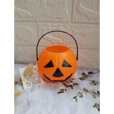 萬聖節南瓜桶 約11公分 糖果桶 萬聖節裝飾 兒童提桶, 橘, 1個
