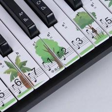 無品牌 88鍵鋼琴電子琴鍵盤貼紙, 1個, 森林款(送黑鍵貼)
