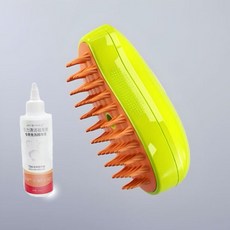 寵愛毛宅 電動噴霧梳 寵物噴霧梳 貓咪狗狗適用 寵物清潔除毛梳 寵物按摩浮毛梳, 綠色梳毛刷+免洗精華200ml, 1個