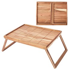 PANDAWOOD Acacia Wood Bed Tray Table - Large Folding Breakfast in with Legs Laptop Lap Desk for Eati