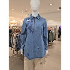 비꼴리끄 데님 반집업 블라우스 B244DB2040_s 705250