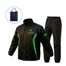 KIKOKO 방수 오토바이 우의 상하의 세트 초강력방수 배달우비, 그린