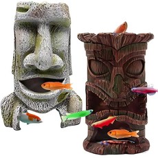 IMPACT 온라인 수족관 오브제 모아이 수족관 흥미로운 은신처 모아이 동상 장식 모아이티키, 1개