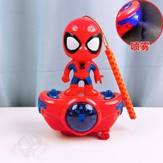 奧特曼滑闆車手提噴霧燈籠兒童閃光音樂玩具萬嚮旋轉中秋節日花燈 YDUG, 1個, 蜘蛛俠滑板車噴霧燈籠袋裝(配電池)