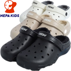 [매장정품] 네파키즈 남여공용 슬리퍼 라운드 클로그 뮬 기모 털 퍼 안감 동절기 겨울 샌들