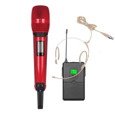 차량노래방 무선마이크 Maclex 노래방 무대 공연 홈 KTV SKM9000 UHF 전문 무선 듀얼 마이크 시스템 2 채널, 7. Red headset, 1개