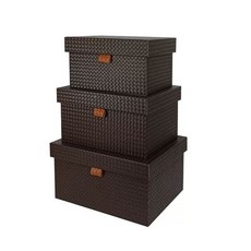 고급 가죽 휴대품 호텔 보관함 캐비닛 수납상자 보관, 1개, O. 검은색과 갈색이 섞인 직조 패턴