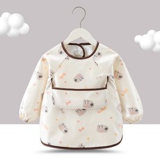 兒童防水長袖罩衣 寶寶圍兜 防髒吃飯圍裙 幼兒園護衣反穿衣