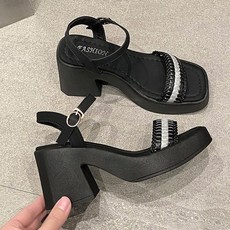 Lipboo Fashion 여자 비치 스트랩 샌들힐 9cm 통굽 여름구두 L-517