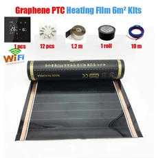 6m2 따뜻한 바닥 키트 에너지 절약 PTC Graphene 난방 필름 240W 탄소 호일 자체 과열 없음, 02 50 센치메터, 04 M4A HH WIFI Kits