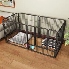 【穩固不晃】狗狗圍欄家用室內帶厠所自由組閤泰迪柯基金毛狗籠大中小型犬柵欄, 雅典黑-現貨速發（只賣圍欄）,【長140寬70高80】適合中型犬, 1個