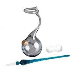 페리모아 유리펜 펜홀더 잉크통 유리제 빈티지풍 문구류 잉크 꼬임 펜 (2점 세트)