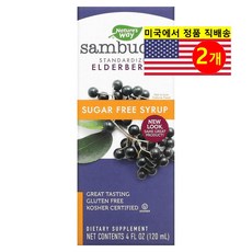 Natures Way 네이처스 웨이 삼부커스 표준화된 엘더베리 무설탕 시럽 Sambucus Elderberry, 120ml, 2개
