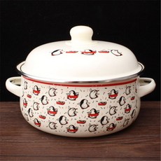 법랑 냄비 예쁜 솥 캠핑 에나멜 요리 바닥 평평한 가스 팬 및 수프 두꺼운 인덕션 조리용 주방, green, 20CM(2.5L), green, 1개