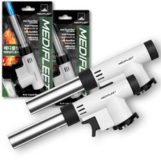 메디플릿 액화방지 불조절 요리용 자동점화 원터치 캠핑 가스 토치, 2개, 화이트