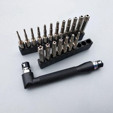 五星/六星 內五角梅花批頭套裝 附彎頭手柄 汽車維修工具, 1個, 六星12支批頭五星7支批頭彎頭
