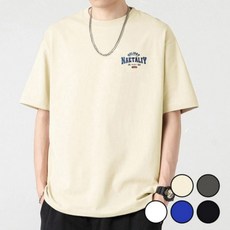 남성 레터링 반팔 티셔츠 흰색 학생 캐주얼