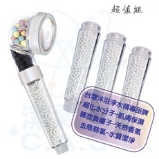 潔霖安健 台灣研發製造 省水軟水潔淨負離子美妍健康沐浴器 淨水器極光超值組, 1個, 極光沐浴器x1+把手濾芯x3