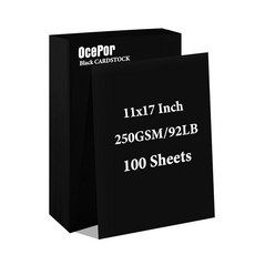 OCEPOR 400장 블랙 92파운드 미술 명함 프린터용 카드스톡 11 공예 종이 헤비 이력서 두꺼운 250GSM 스크랩북, Bla 100Sh ts, 12x18