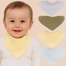 (4개/1set) 불로홈 요루 4중 거즈 롤링 아기 턱받이 4종 삼각 스카프빔