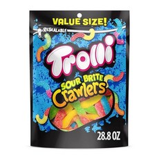트롤리 Trolli Sour Brite Crawlers Candy 베리 맛 사워 젤리 웜 414ml14온스 백 150035, 1, 397g