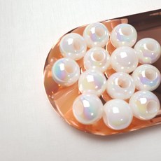 큰 구멍 왕진주알 20mm, 30개, 무지개물광