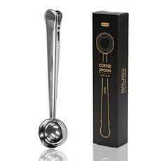 브루소 클립 계량스푼 스테인리스 커피 스쿱 집게 원두 카페, 실버, 1개