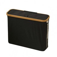 대나무 화장지 보관 바구니 용량 욕실 종이 뚜껑이있는 접이식, Black, 1개