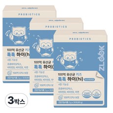 [런칭 특가] 지룩 100억 유산균 키즈 톡톡하이 (hi) 30포 요구르트맛 어린이 프리미엄 팝핑 유산균 아연 프로바이오틱스 포스파티딜세린 함유, 3개, 60g